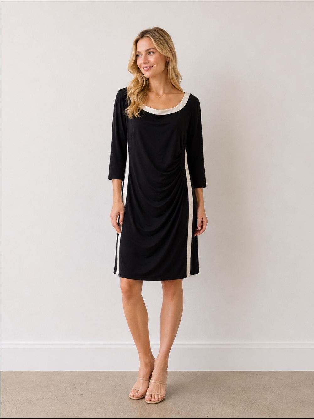 Chaps NWT Black and White 3/4 Sleeve Dress
